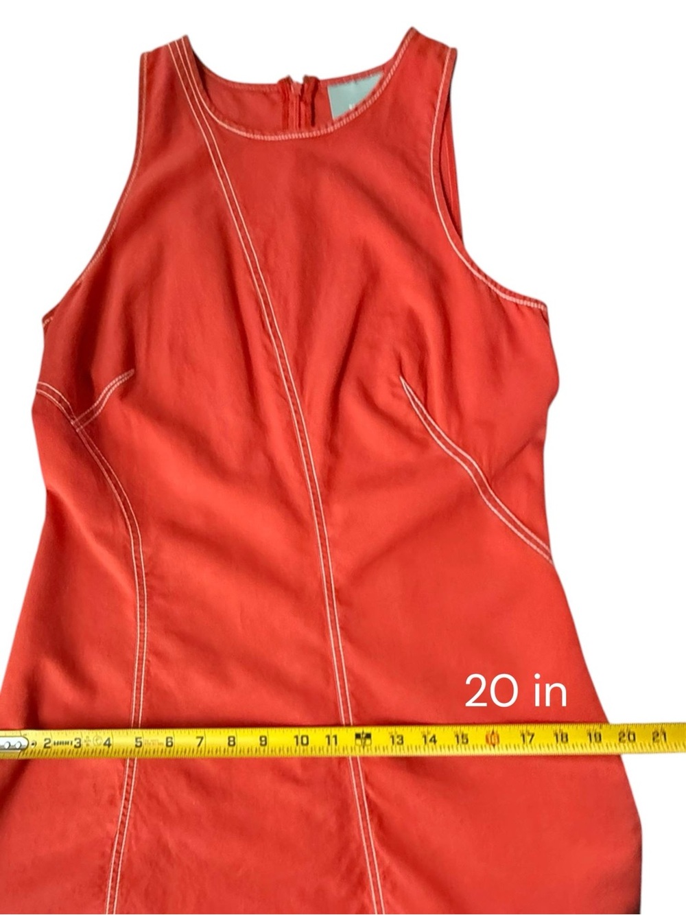 Maeve Anthropologie Dress Women Size 8 Orange Contrast Stitch Asymmetric Hem - Picture 8 of 12